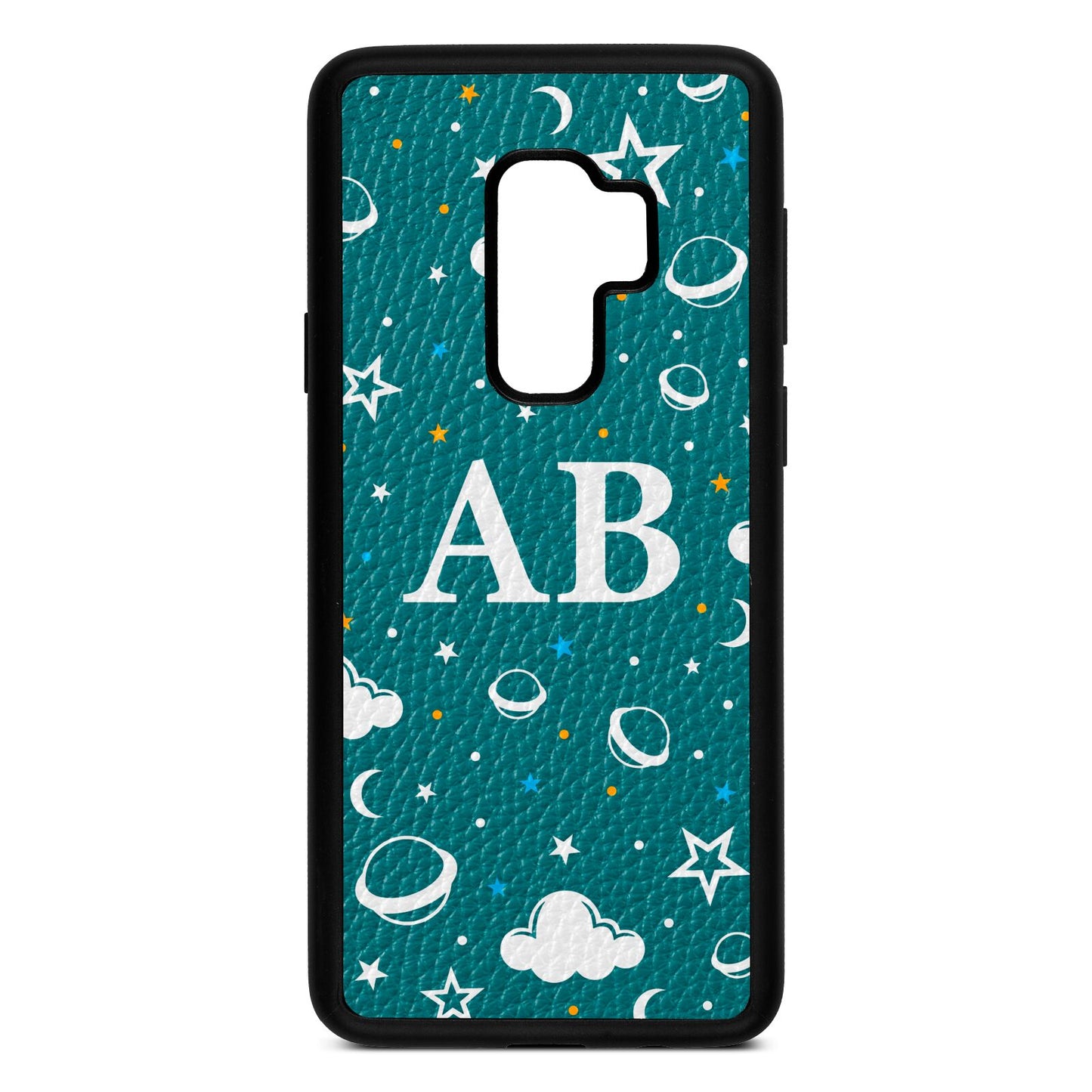 Astronomical Initials Green Pebble Leather Samsung S9 Plus Case