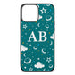 Astronomical Initials Green Pebble Leather iPhone 13 Pro Max Case