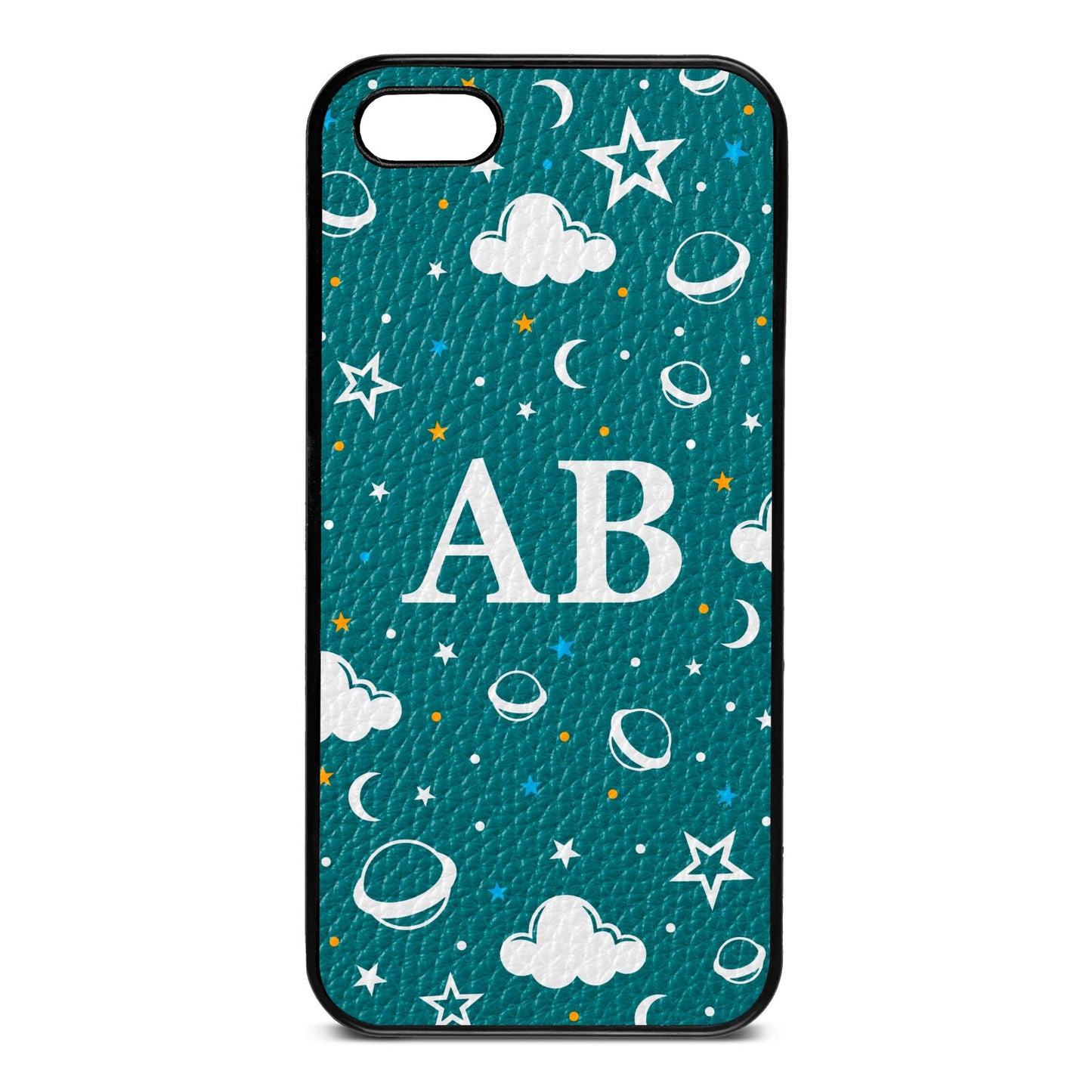 Astronomical Initials Green Pebble Leather iPhone 5 Case