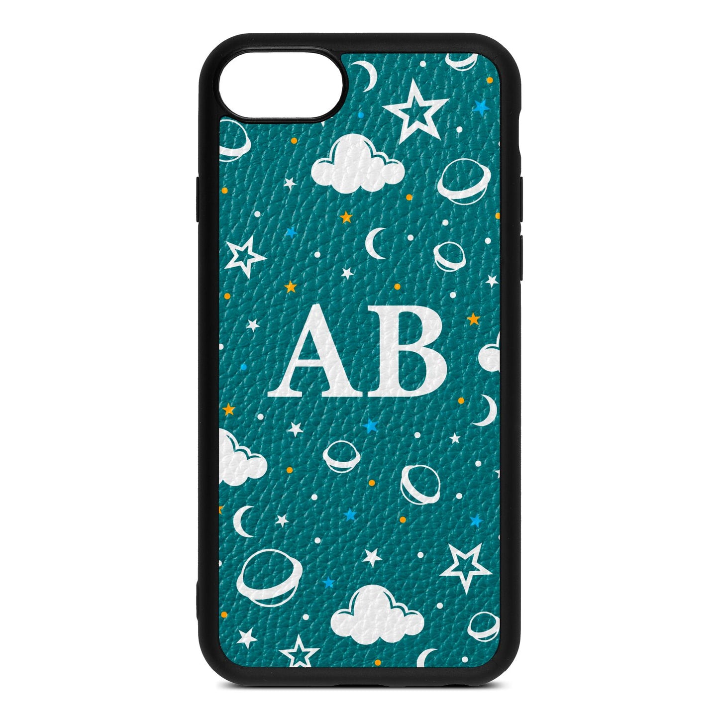 Astronomical Initials Green Pebble Leather iPhone 8 Case