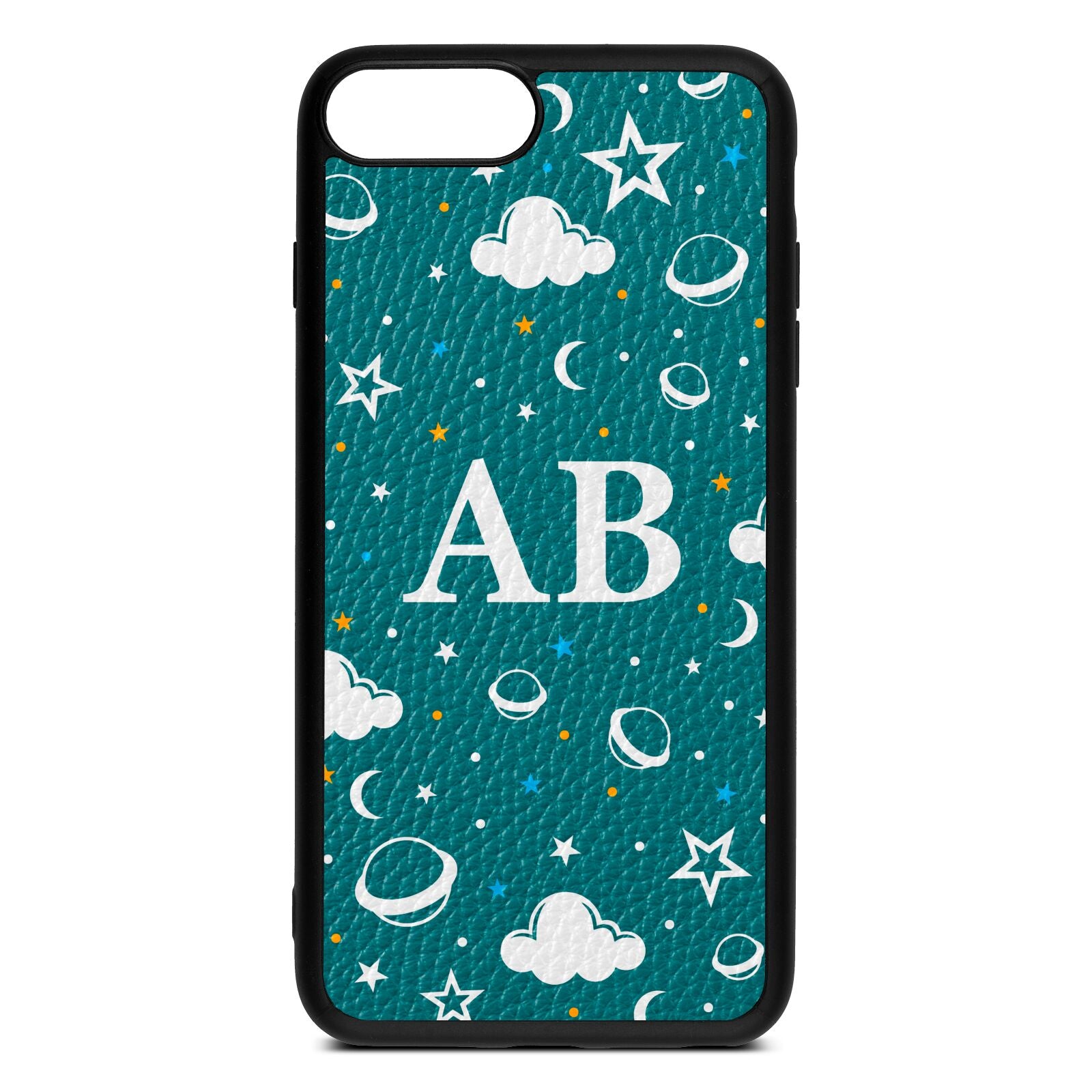 Astronomical Initials Green Pebble Leather iPhone 8 Plus Case