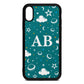 Astronomical Initials Green Pebble Leather iPhone Xr Case