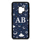 Astronomical Initials Navy Blue Pebble Leather Samsung S9 Case
