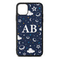 Astronomical Initials Navy Blue Pebble Leather iPhone 11 Pro Max Case