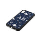 Astronomical Initials Navy Blue Pebble Leather iPhone Xs Case Side Image