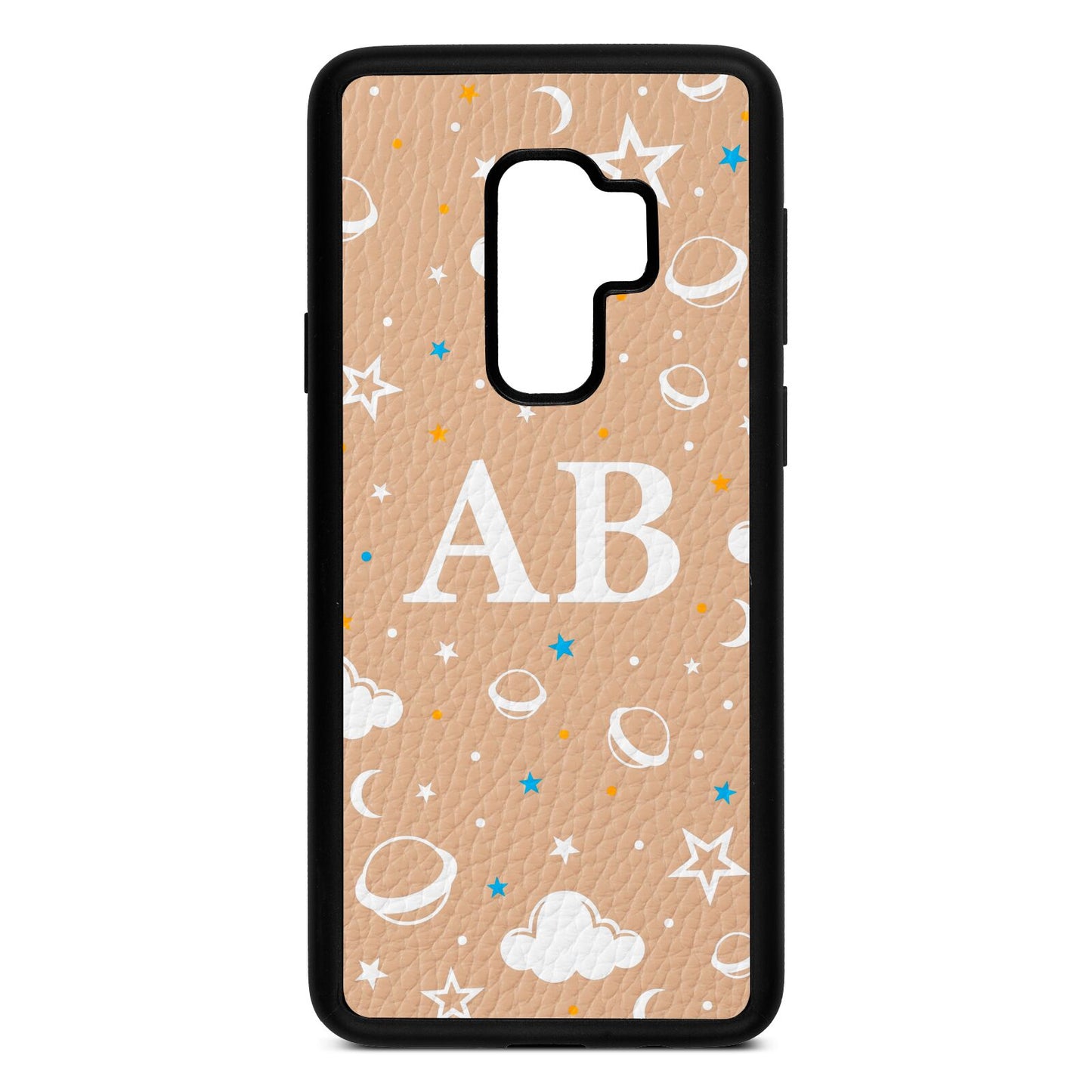 Astronomical Initials Nude Pebble Leather Samsung S9 Plus Case