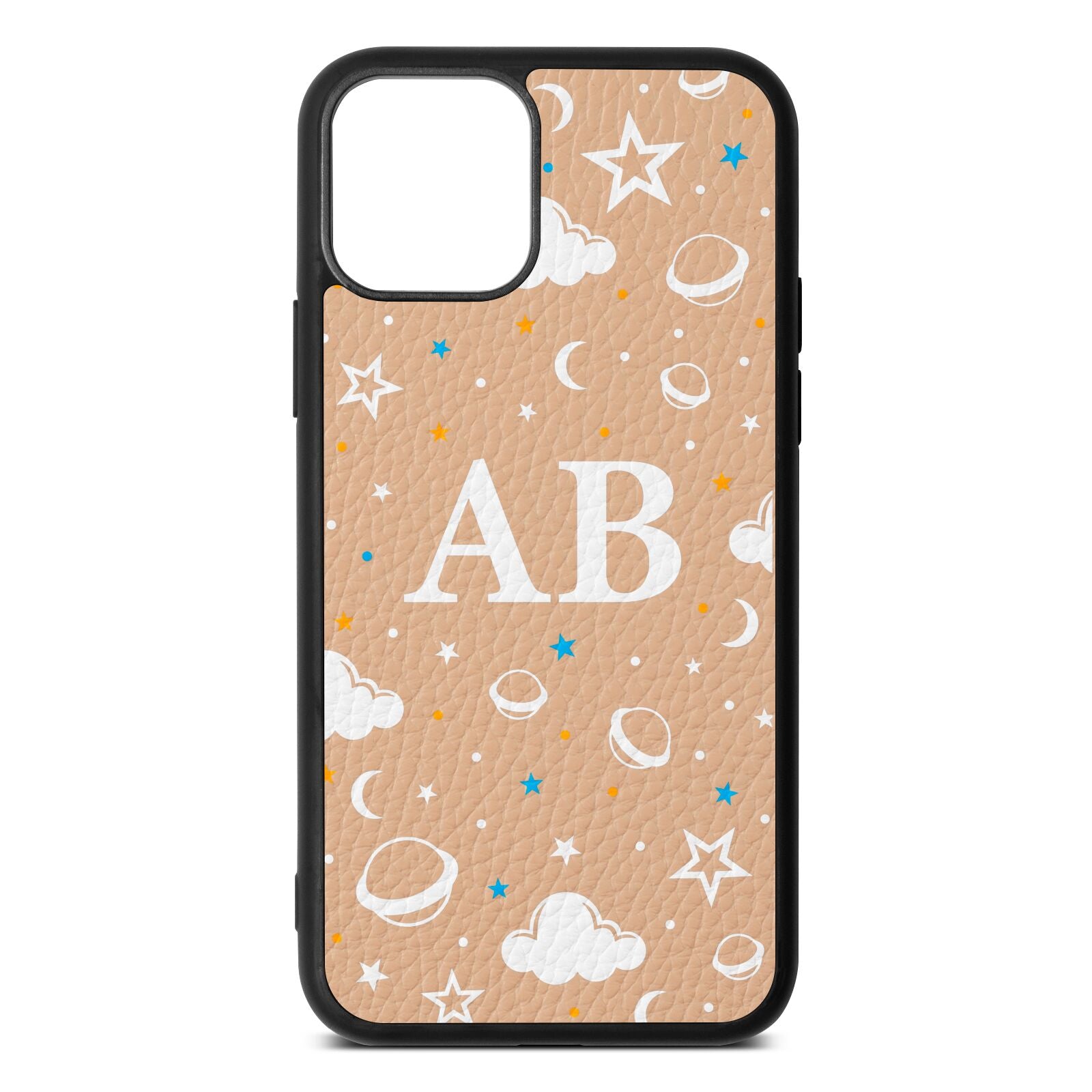 Astronomical Initials Nude Pebble Leather iPhone 11 Pro Case