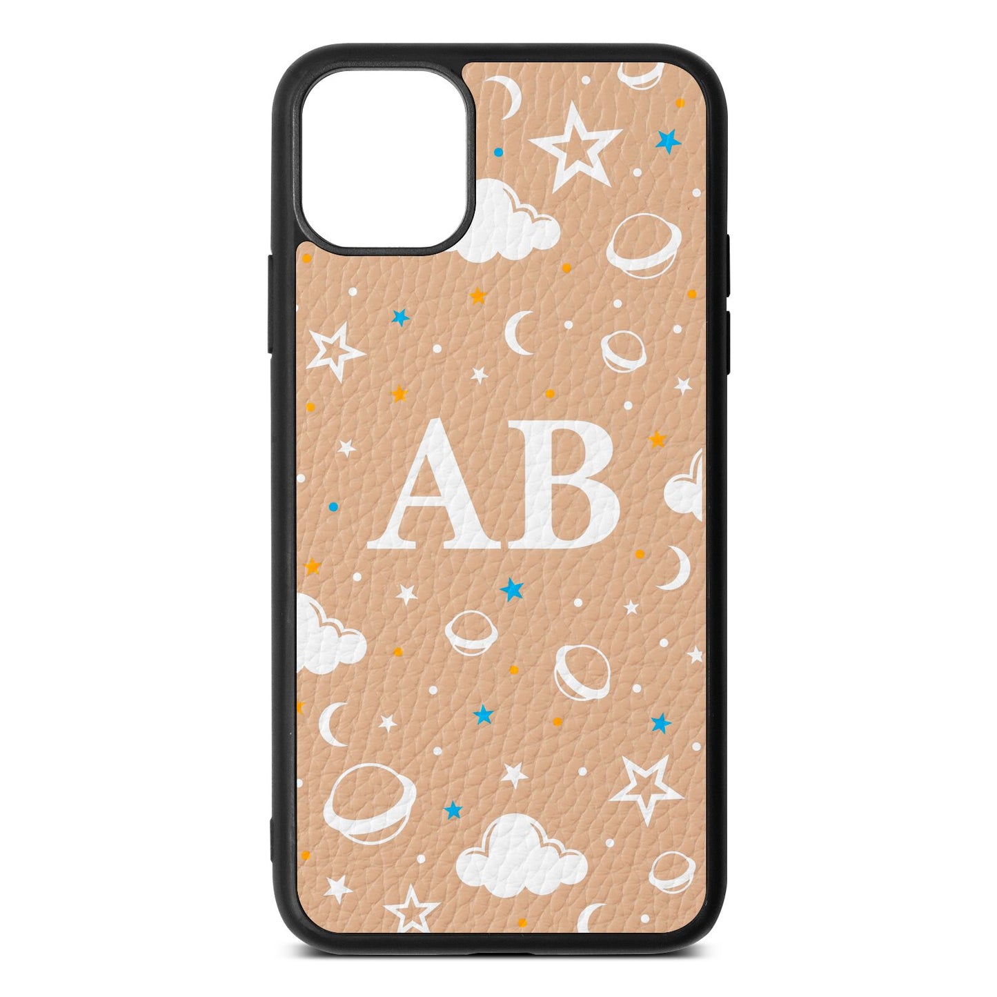 Astronomical Initials Nude Pebble Leather iPhone 11 Pro Max Case