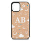 Astronomical Initials Nude Pebble Leather iPhone 12 Case