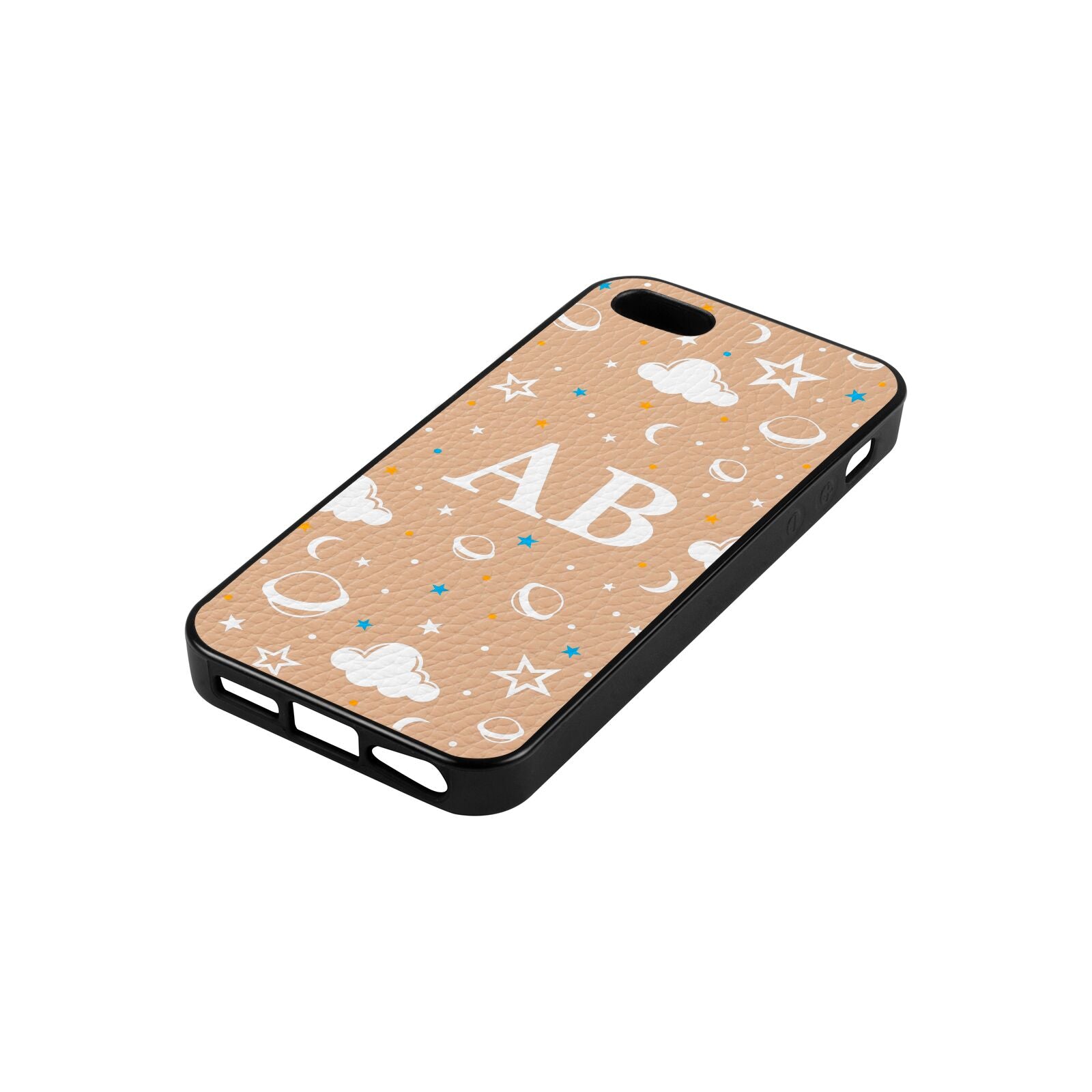 Astronomical Initials Nude Pebble Leather iPhone 5 Case Side Angle