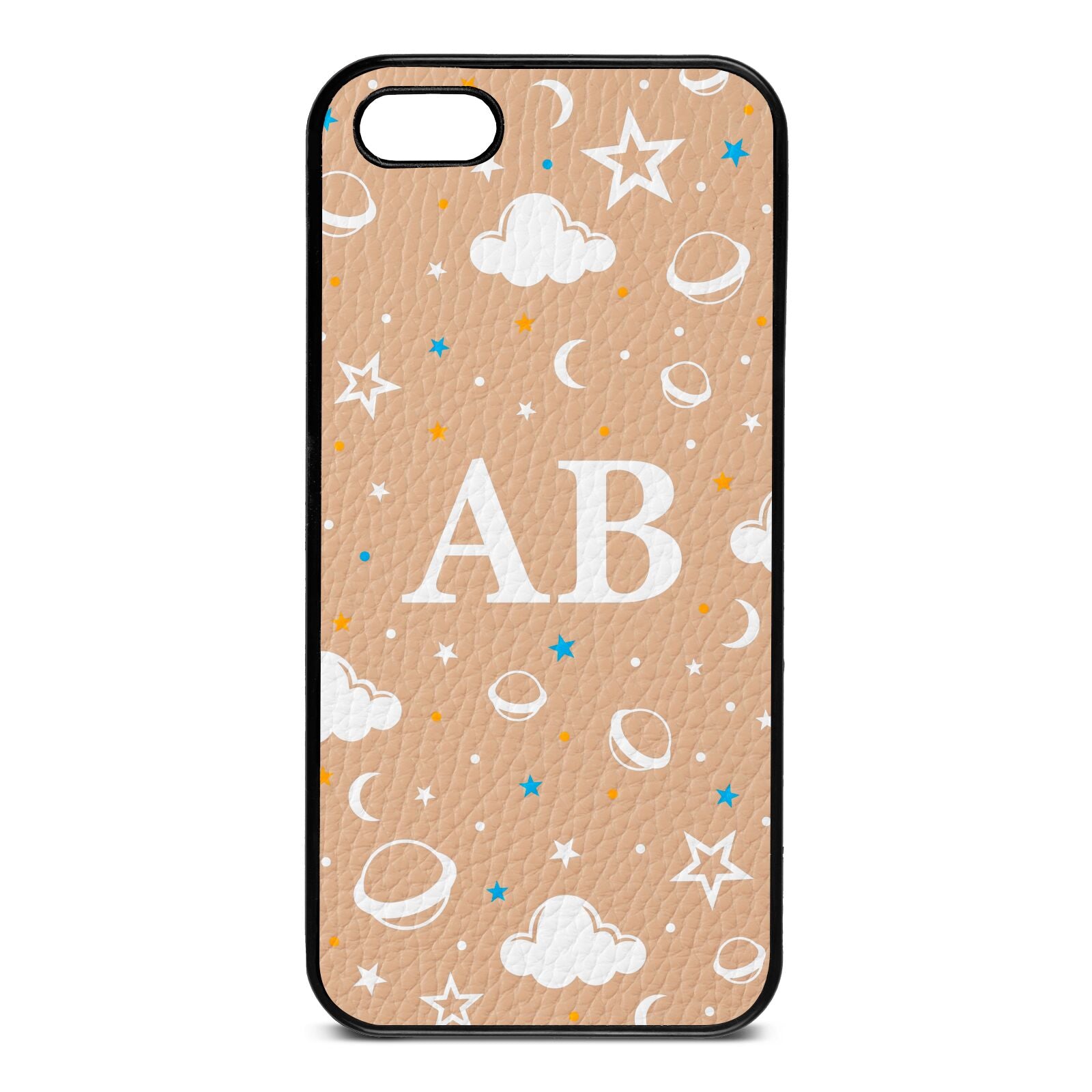 Astronomical Initials Nude Pebble Leather iPhone 5 Case
