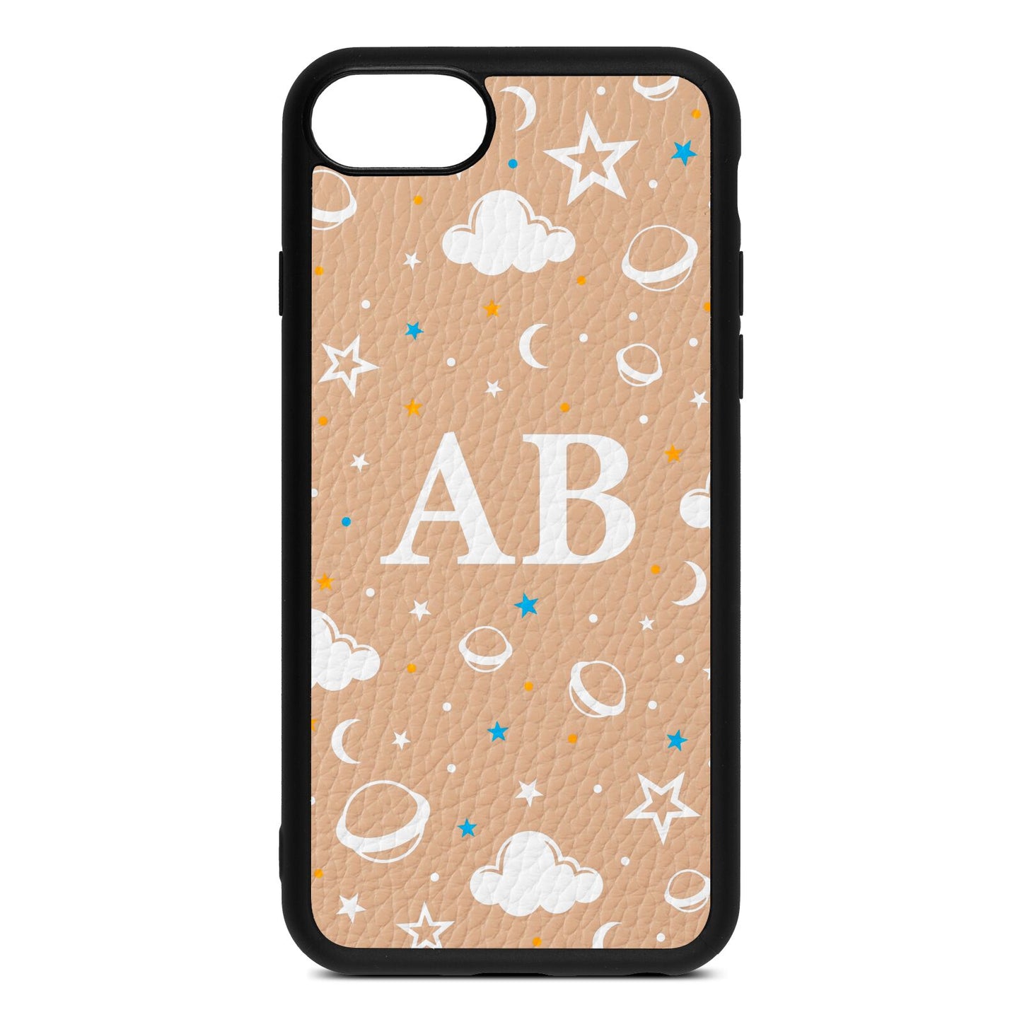 Astronomical Initials Nude Pebble Leather iPhone 8 Case