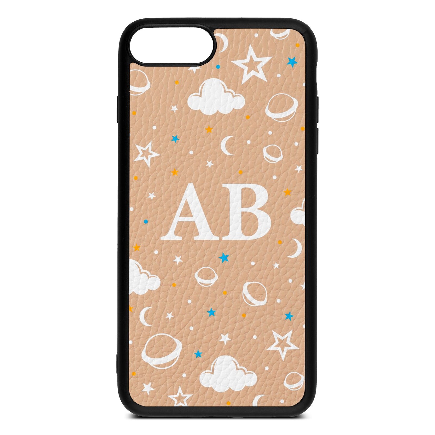 Astronomical Initials Nude Pebble Leather iPhone 8 Plus Case