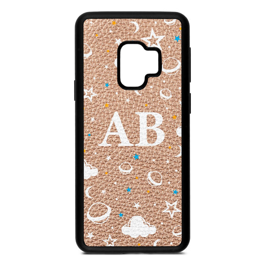 Astronomical Initials Rose Gold Pebble Leather Samsung S9 Case