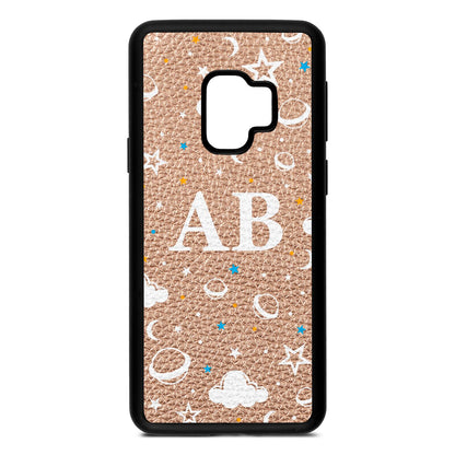 Astronomical Initials Rose Gold Pebble Leather Samsung S9 Case