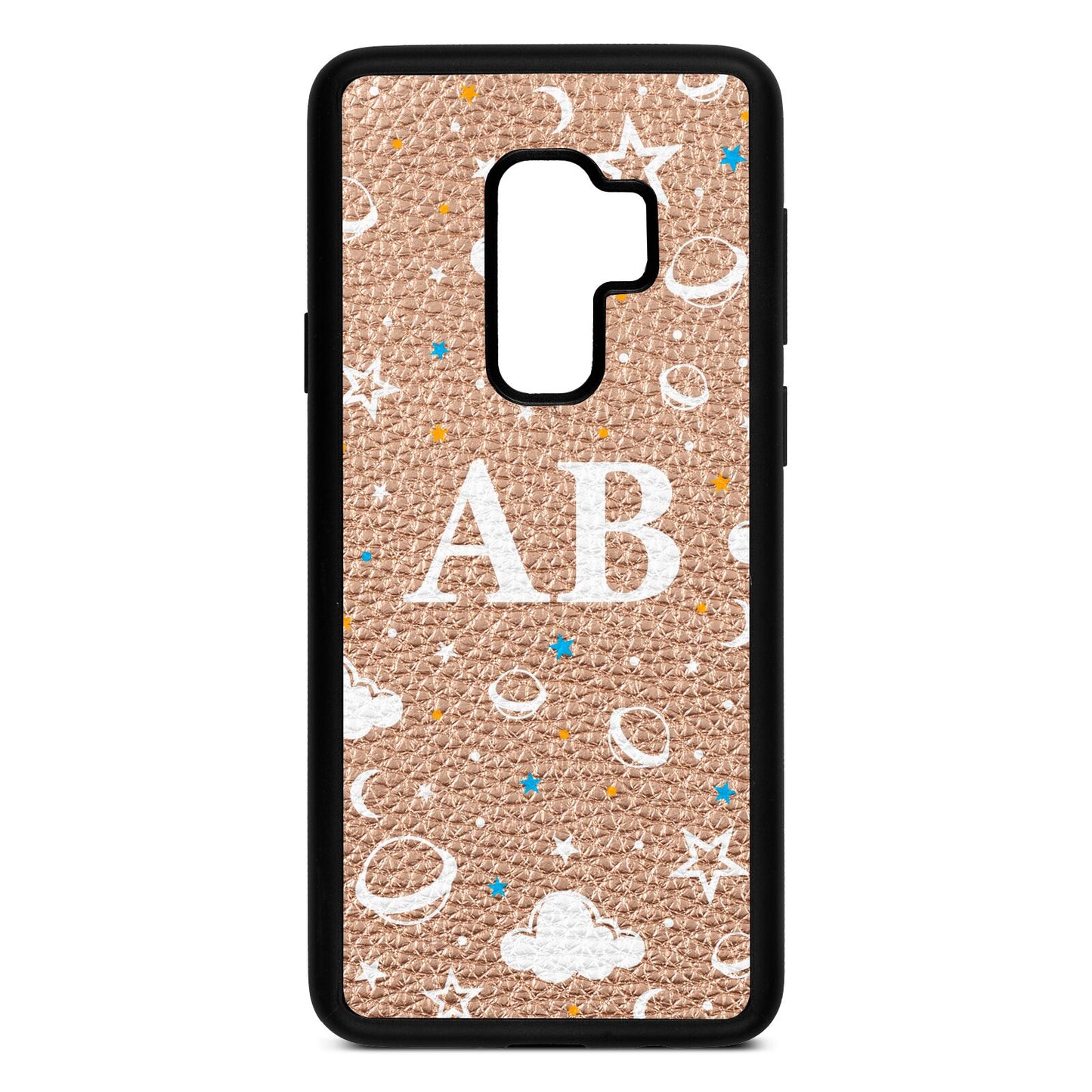 Astronomical Initials Rose Gold Pebble Leather Samsung S9 Plus Case