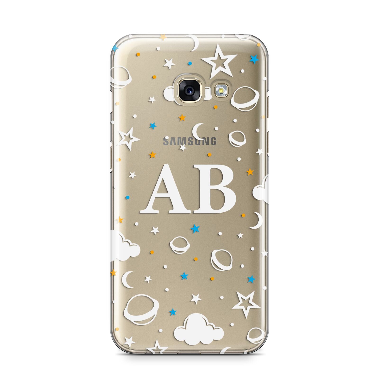 Astronomical Initials Samsung Galaxy A3 2017 Case on gold phone