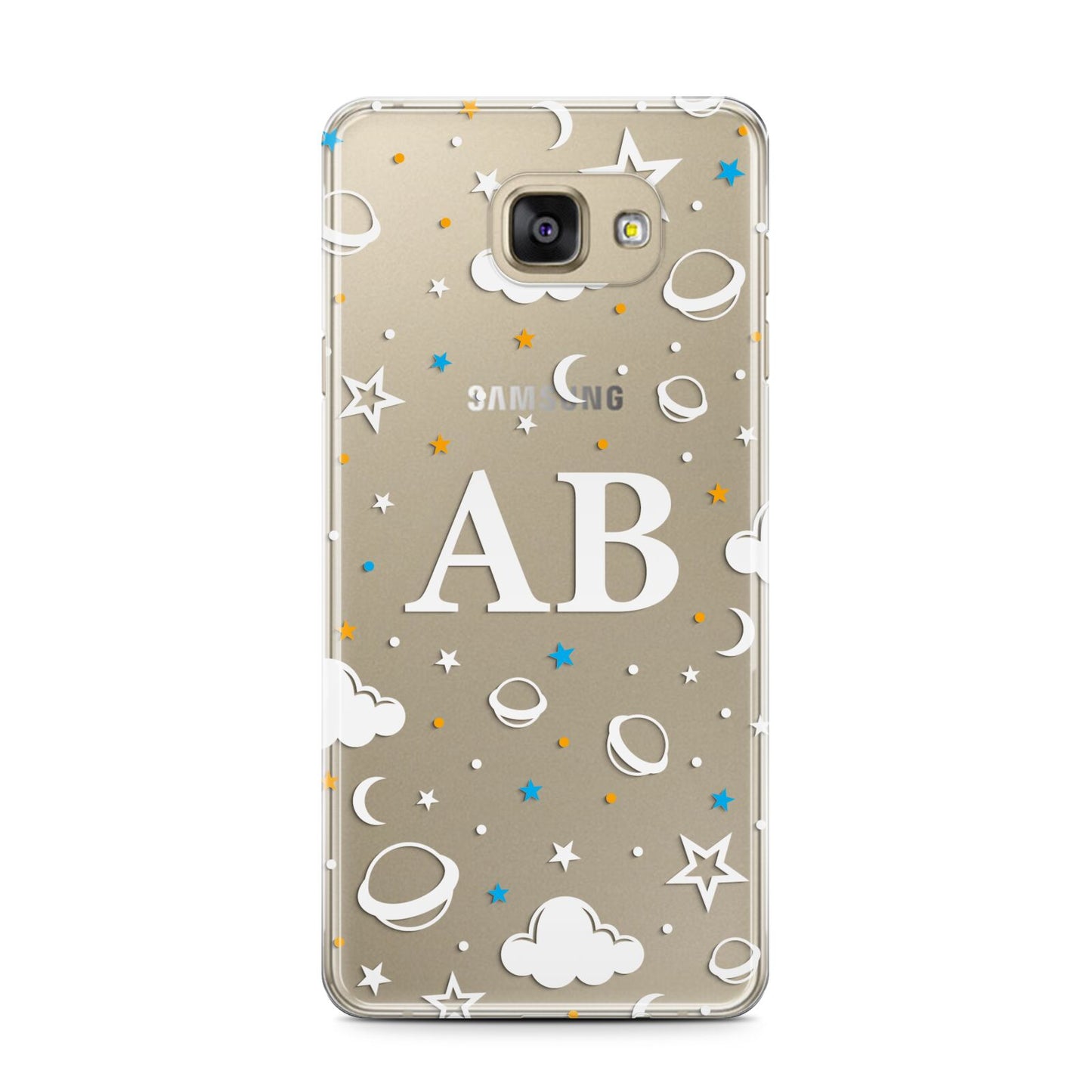 Astronomical Initials Samsung Galaxy A7 2016 Case on gold phone