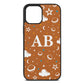 Astronomical Initials Tan Pebble Leather iPhone 12 Pro Max Case