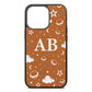 Astronomical Initials Tan Pebble Leather iPhone 13 Pro Case