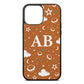Astronomical Initials Tan Pebble Leather iPhone 13 Pro Max Case