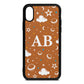 Astronomical Initials Tan Pebble Leather iPhone Xs Case