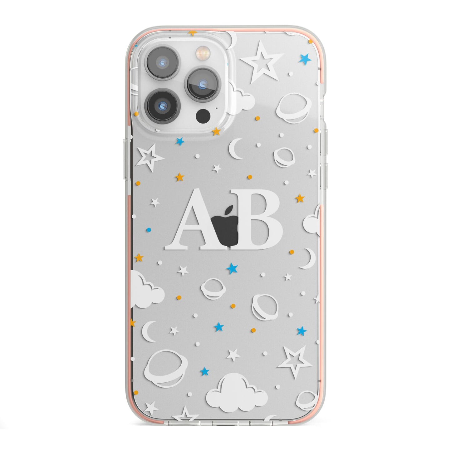 Astronomical Initials iPhone 13 Pro Max TPU Impact Case with Pink Edges
