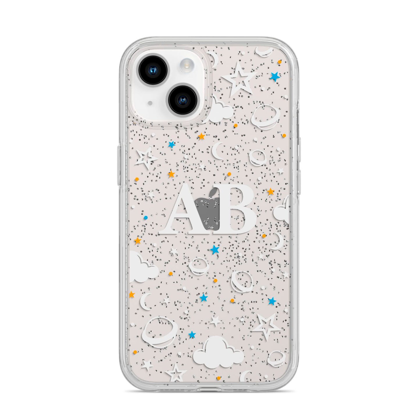 Astronomical Initials iPhone 14 Glitter Tough Case Starlight
