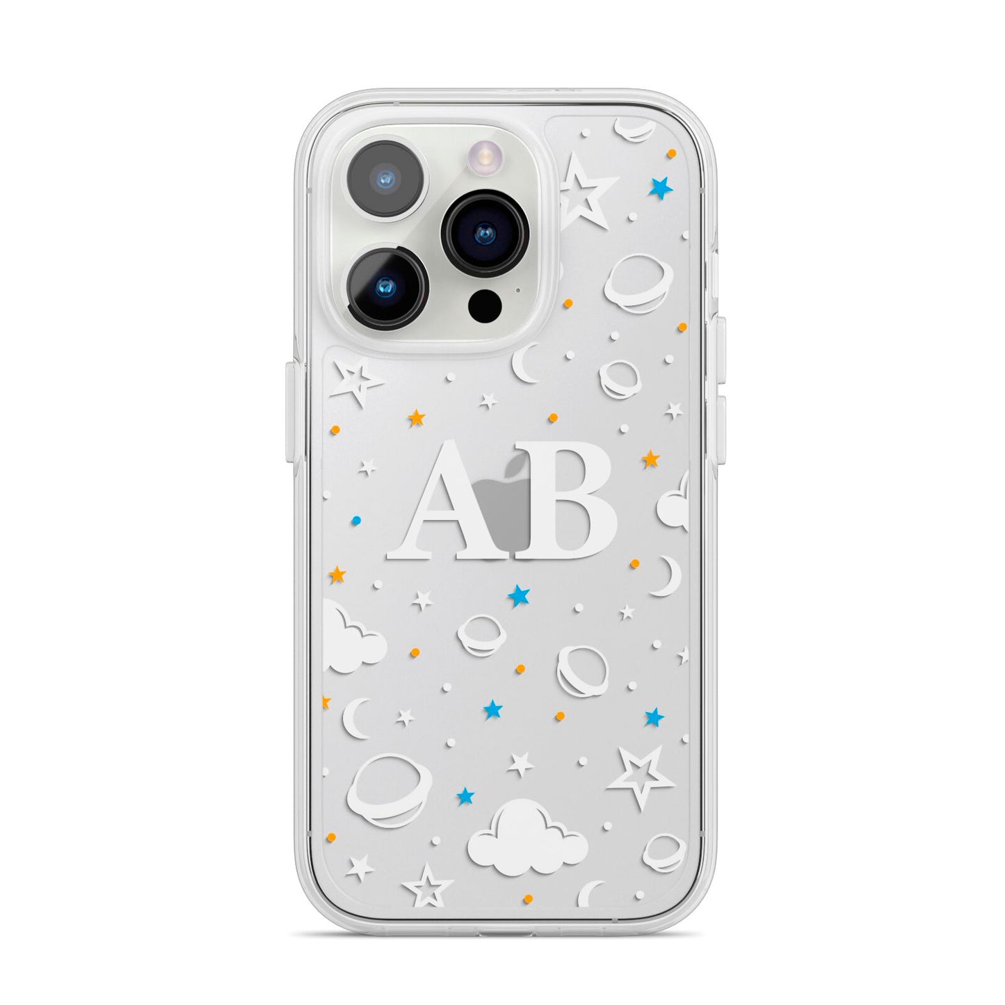 Astronomical Initials iPhone 14 Pro Clear Tough Case Silver