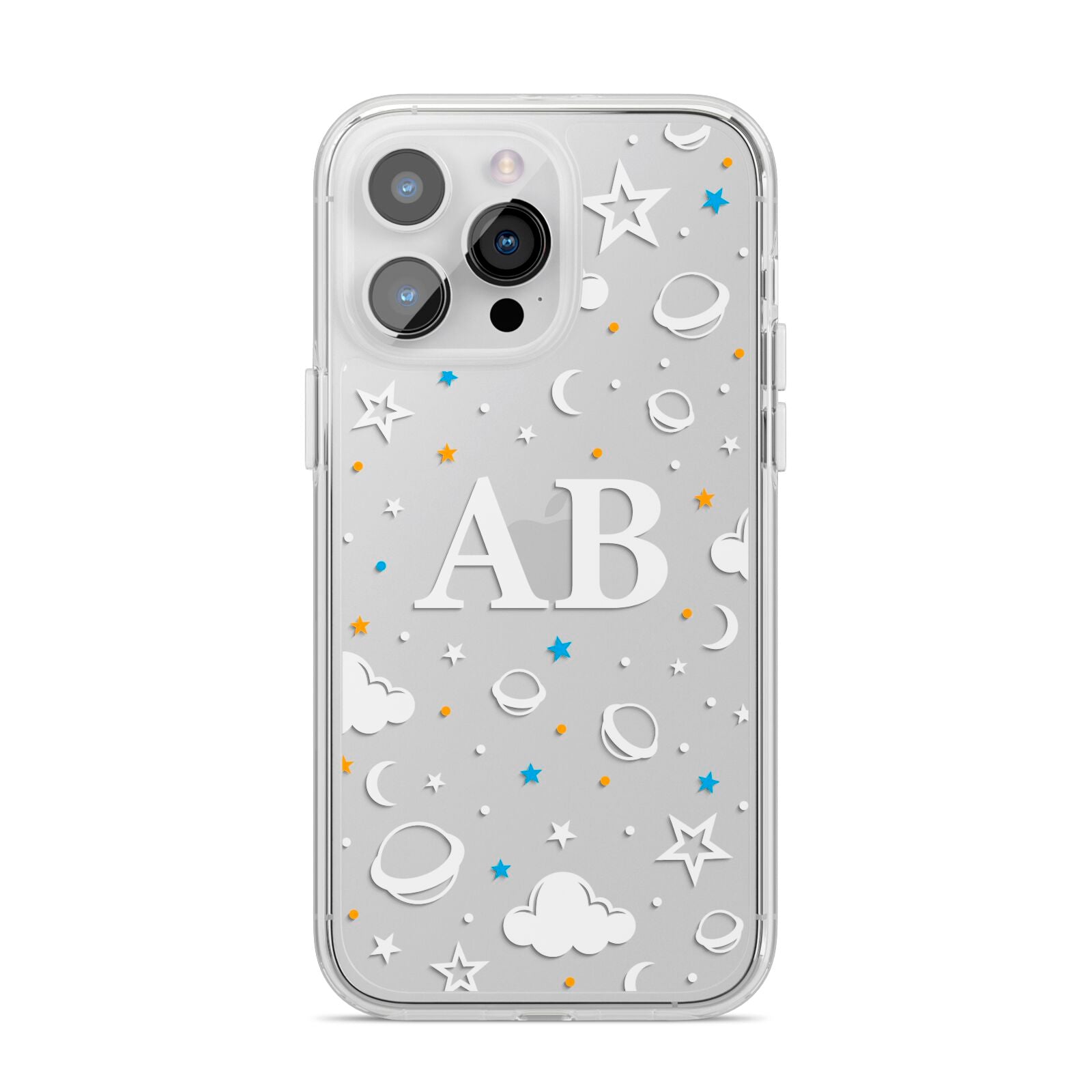 Astronomical Initials iPhone 14 Pro Max Clear Tough Case Silver