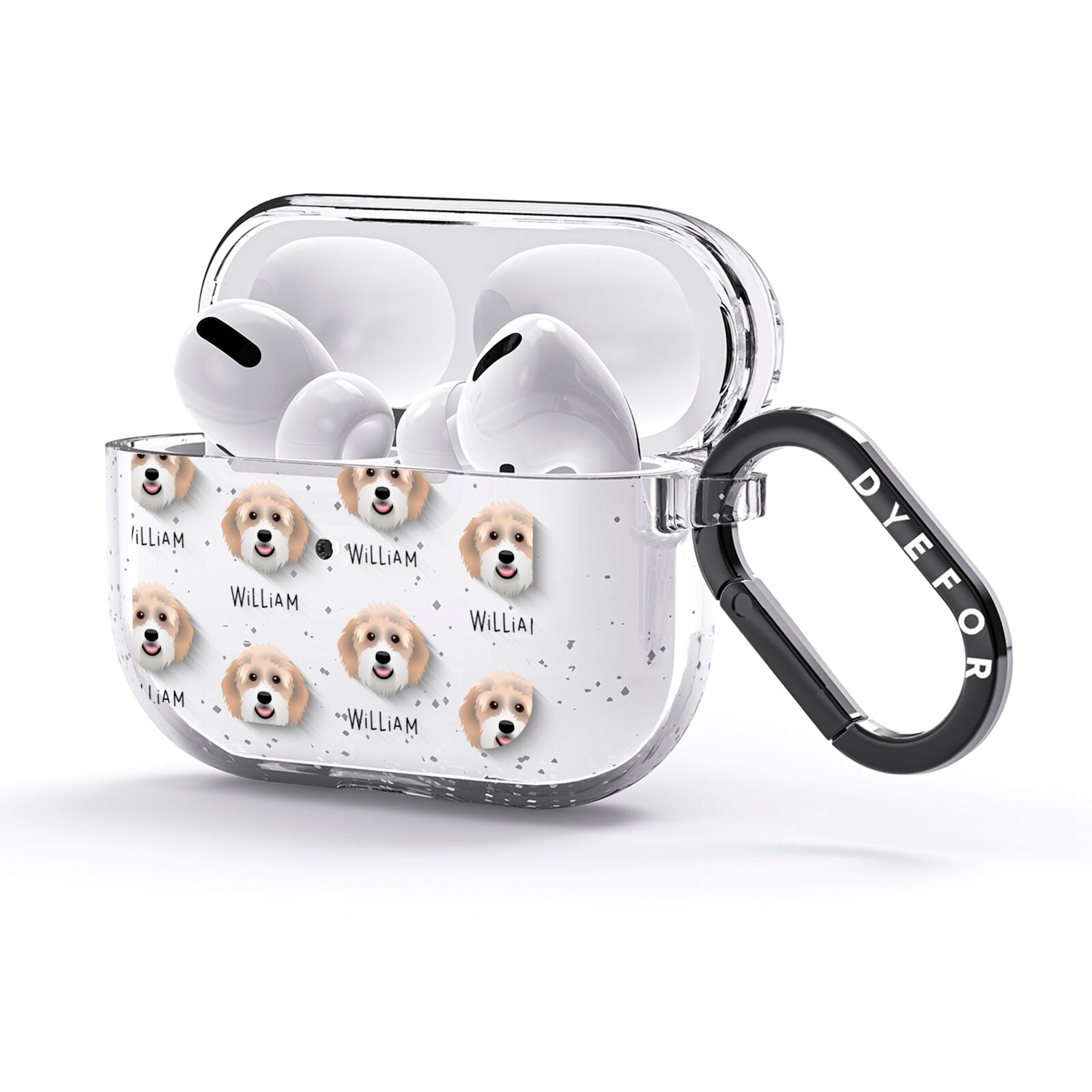Aussiedoodle Icon with Name AirPods Glitter Case 3rd Gen Side Image