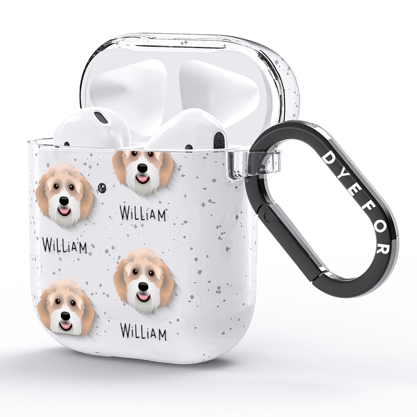 Aussiedoodle Icon with Name AirPods Glitter Case Side Image