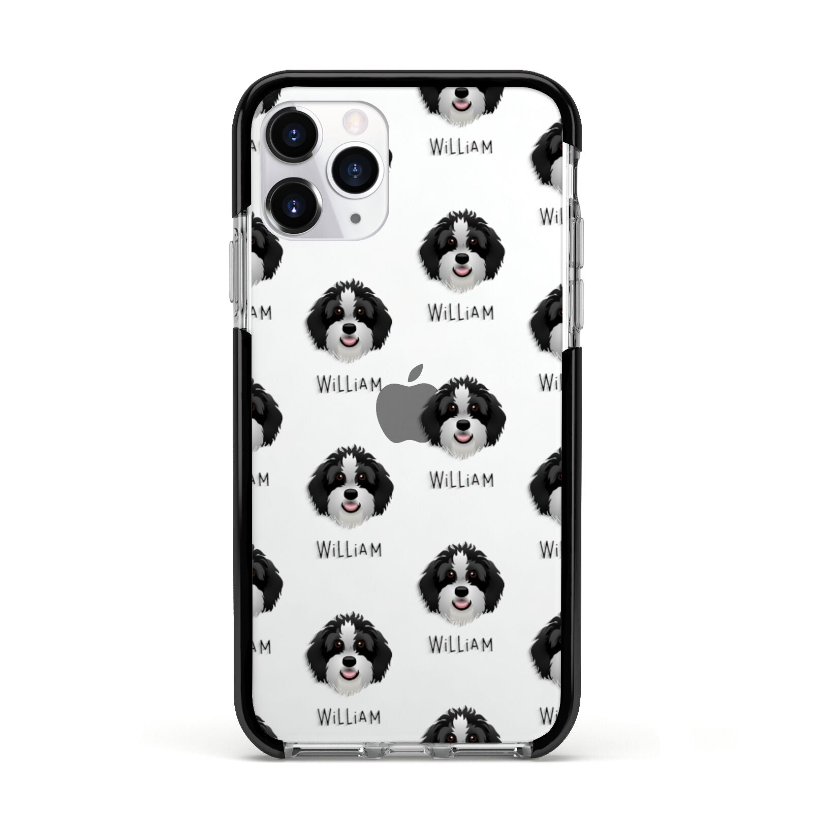 Aussiedoodle Icon with Name Apple iPhone 11 Pro in Silver with Black Impact Case