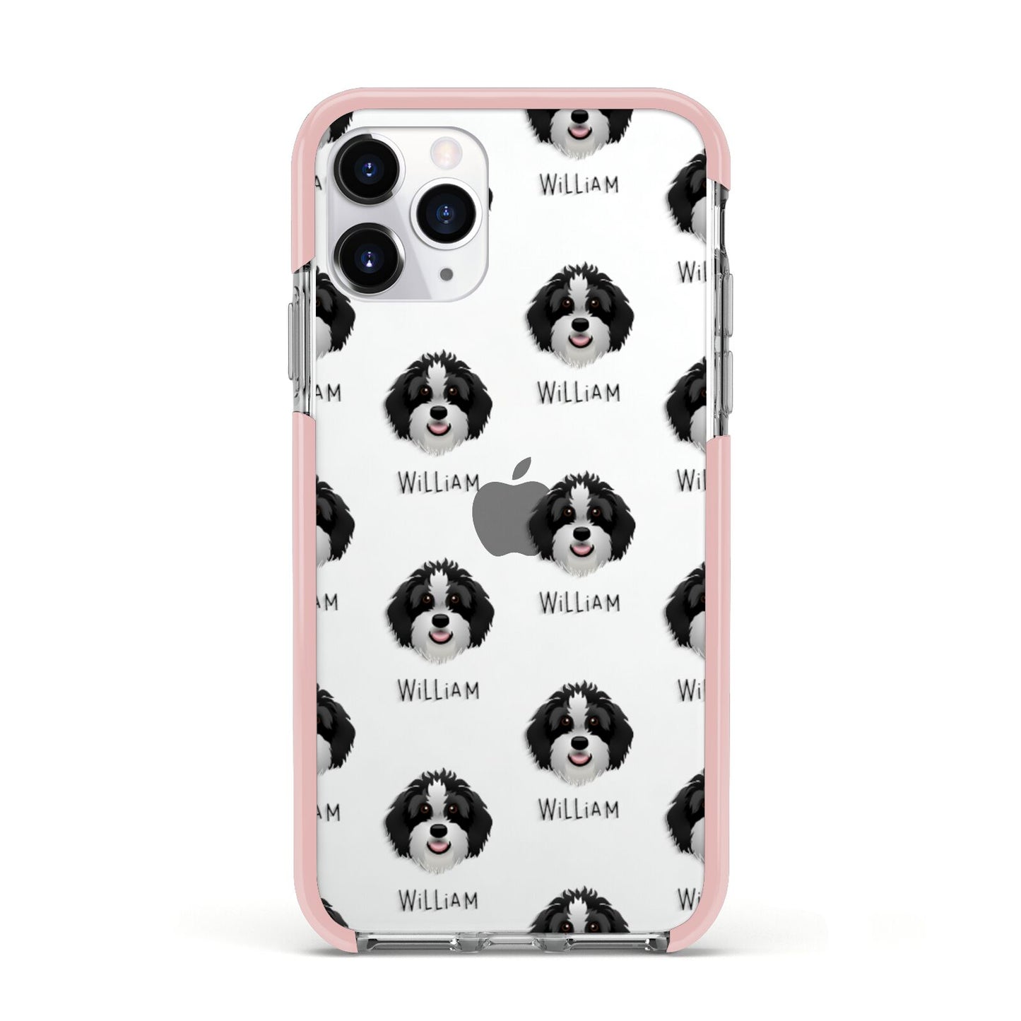 Aussiedoodle Icon with Name Apple iPhone 11 Pro in Silver with Pink Impact Case
