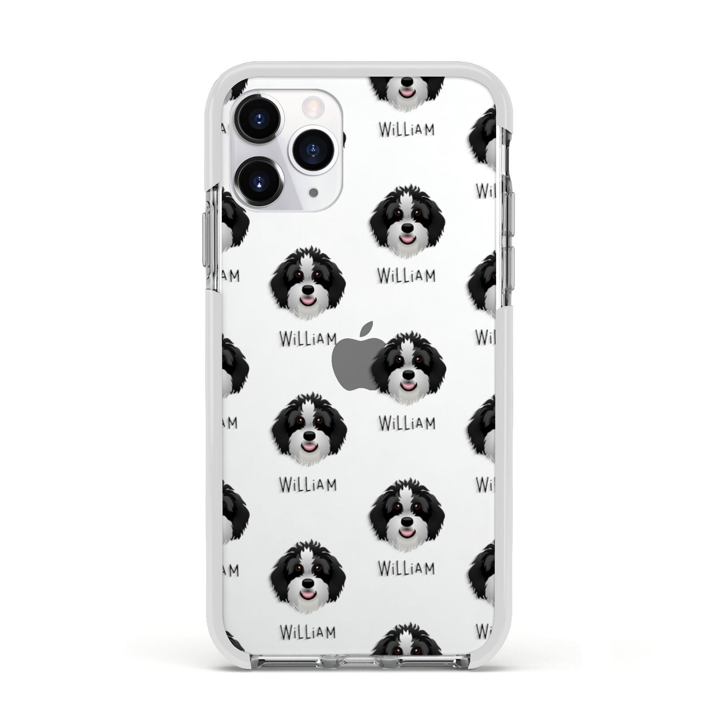 Aussiedoodle Icon with Name Apple iPhone 11 Pro in Silver with White Impact Case