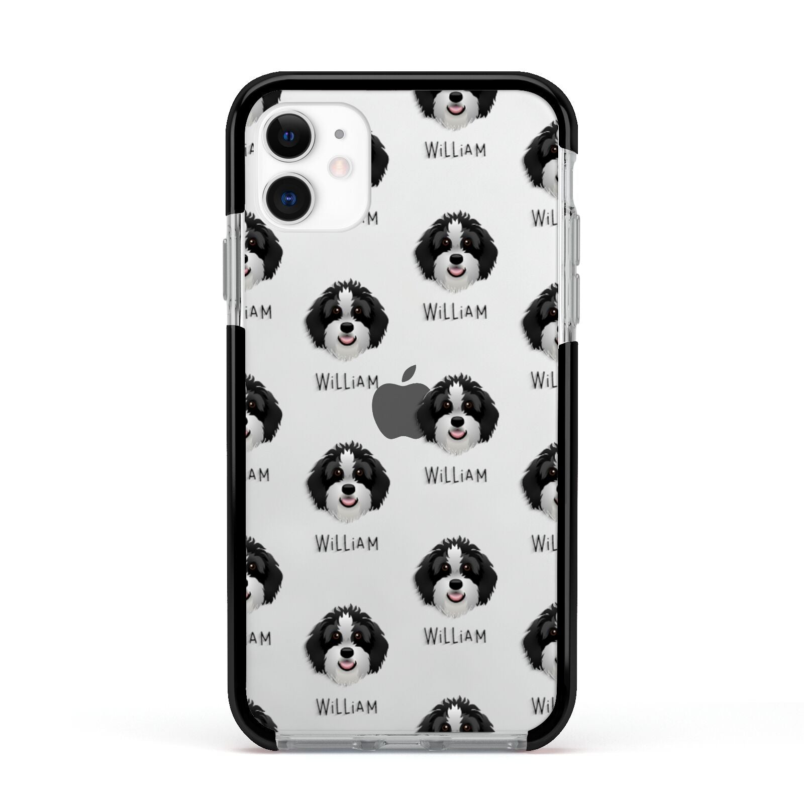 Aussiedoodle Icon with Name Apple iPhone 11 in White with Black Impact Case