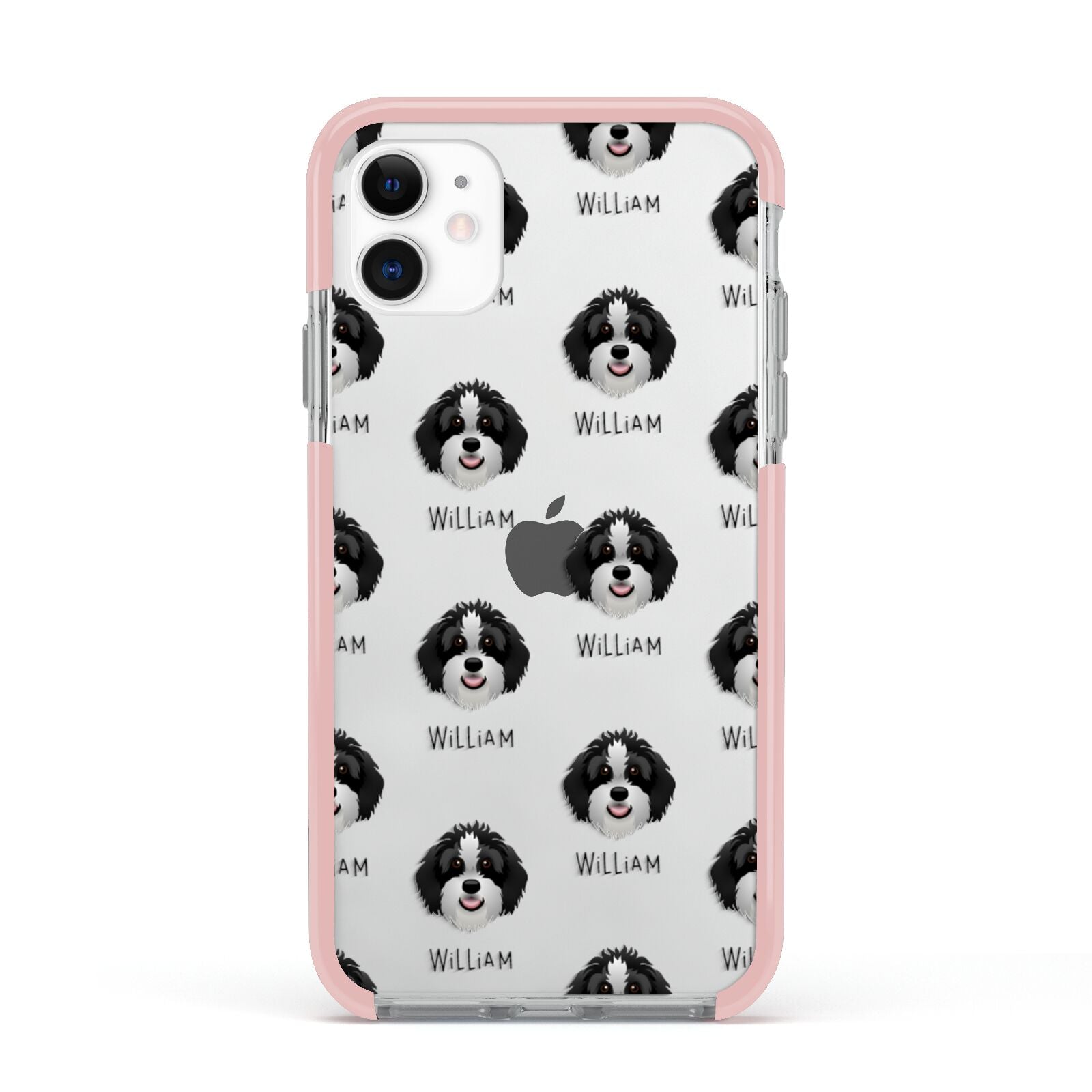 Aussiedoodle Icon with Name Apple iPhone 11 in White with Pink Impact Case