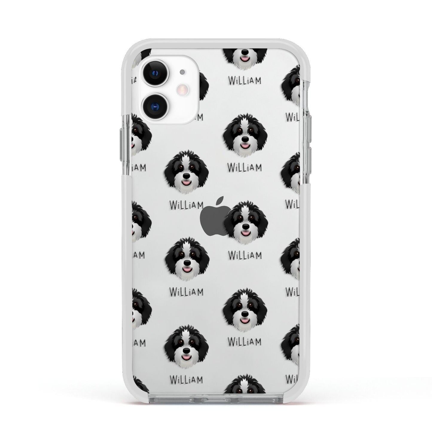Aussiedoodle Icon with Name Apple iPhone 11 in White with White Impact Case