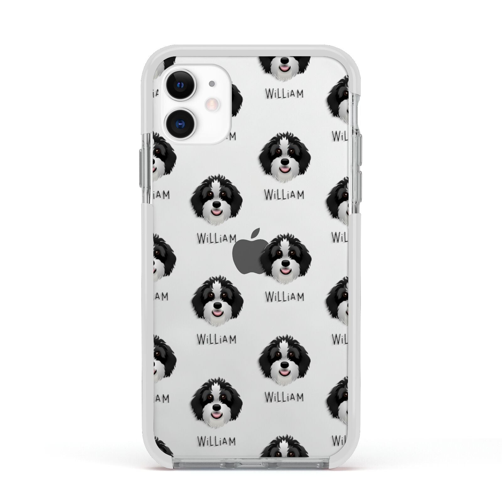 Aussiedoodle Icon with Name Apple iPhone 11 in White with White Impact Case