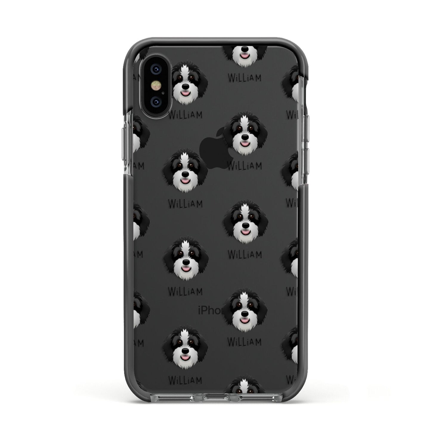 Aussiedoodle Icon with Name Apple iPhone Xs Impact Case Black Edge on Black Phone