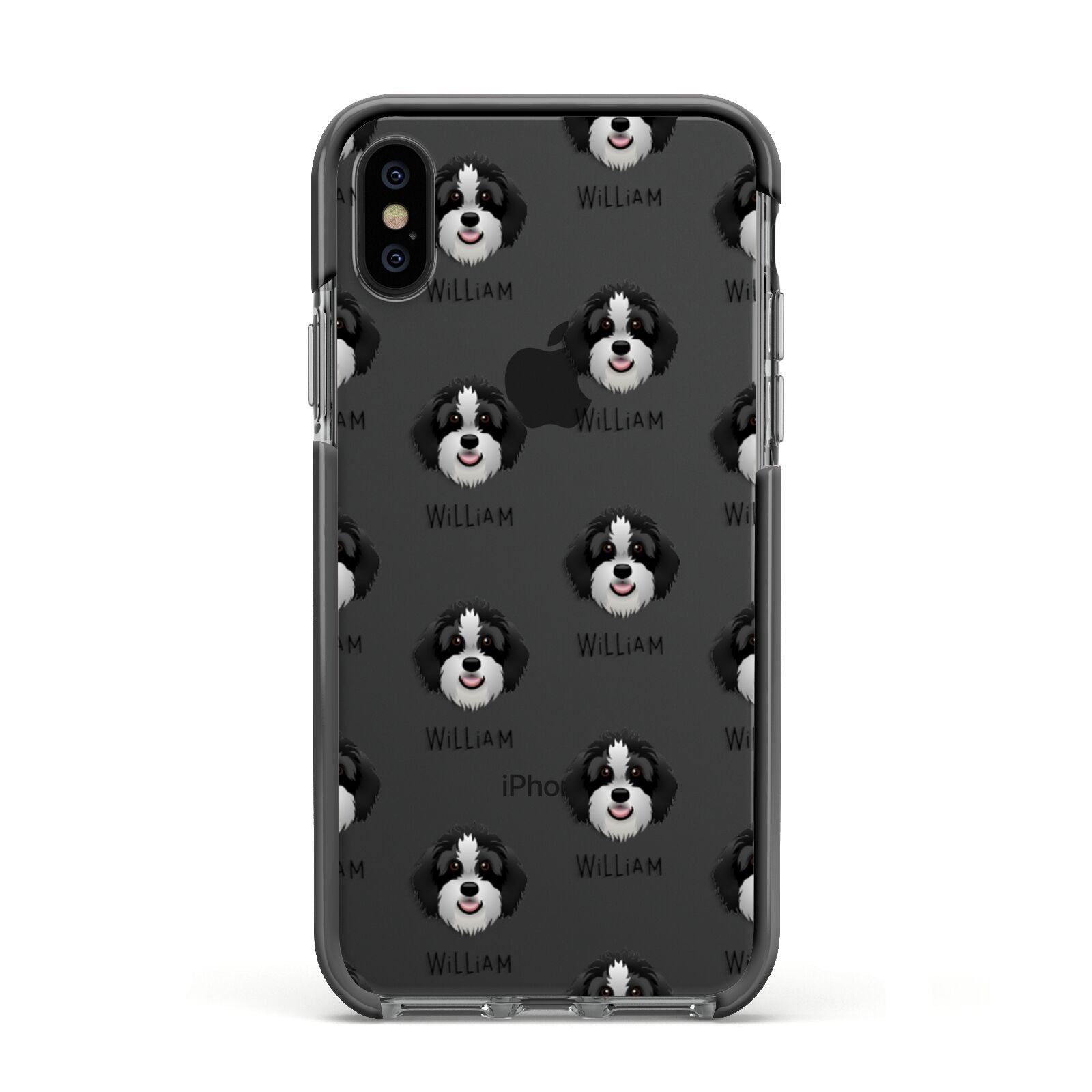 Aussiedoodle Icon with Name Apple iPhone Xs Impact Case Black Edge on Black Phone