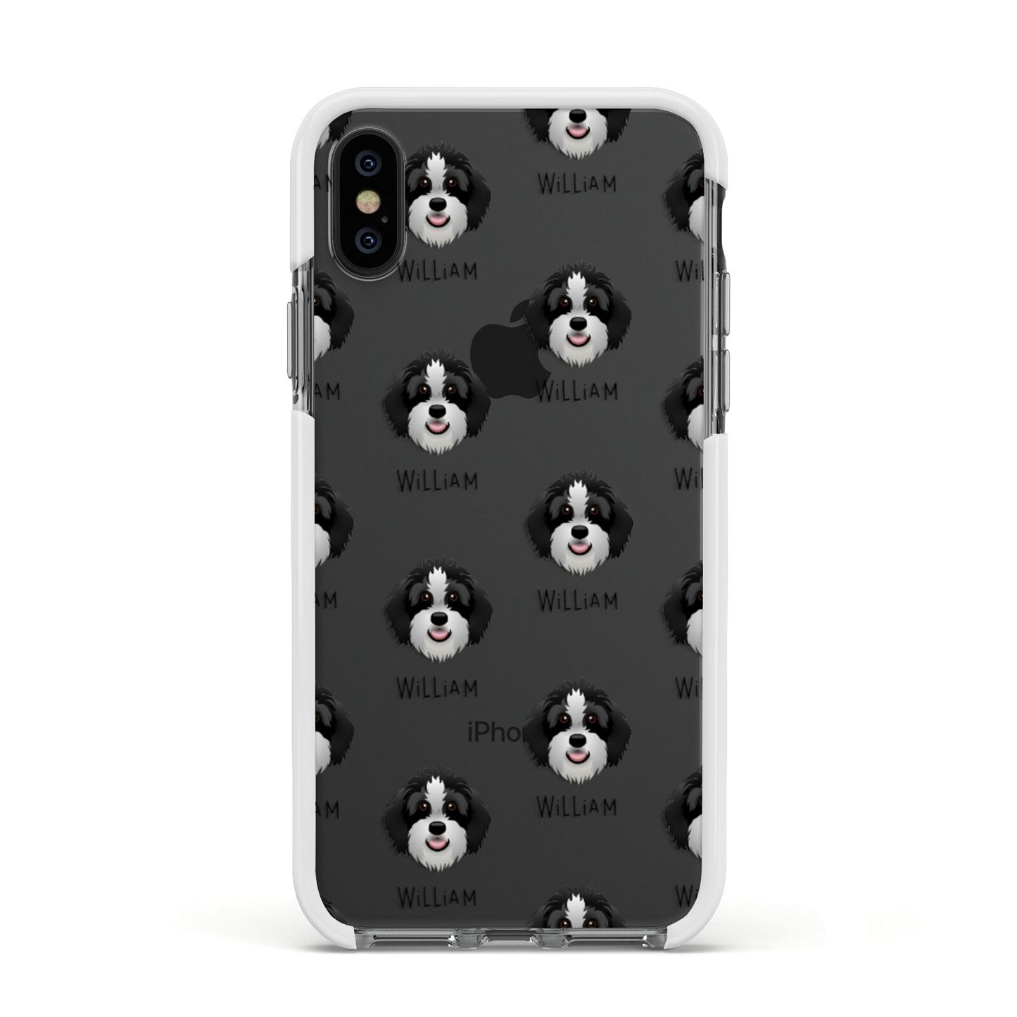 Aussiedoodle Icon with Name Apple iPhone Xs Impact Case White Edge on Black Phone