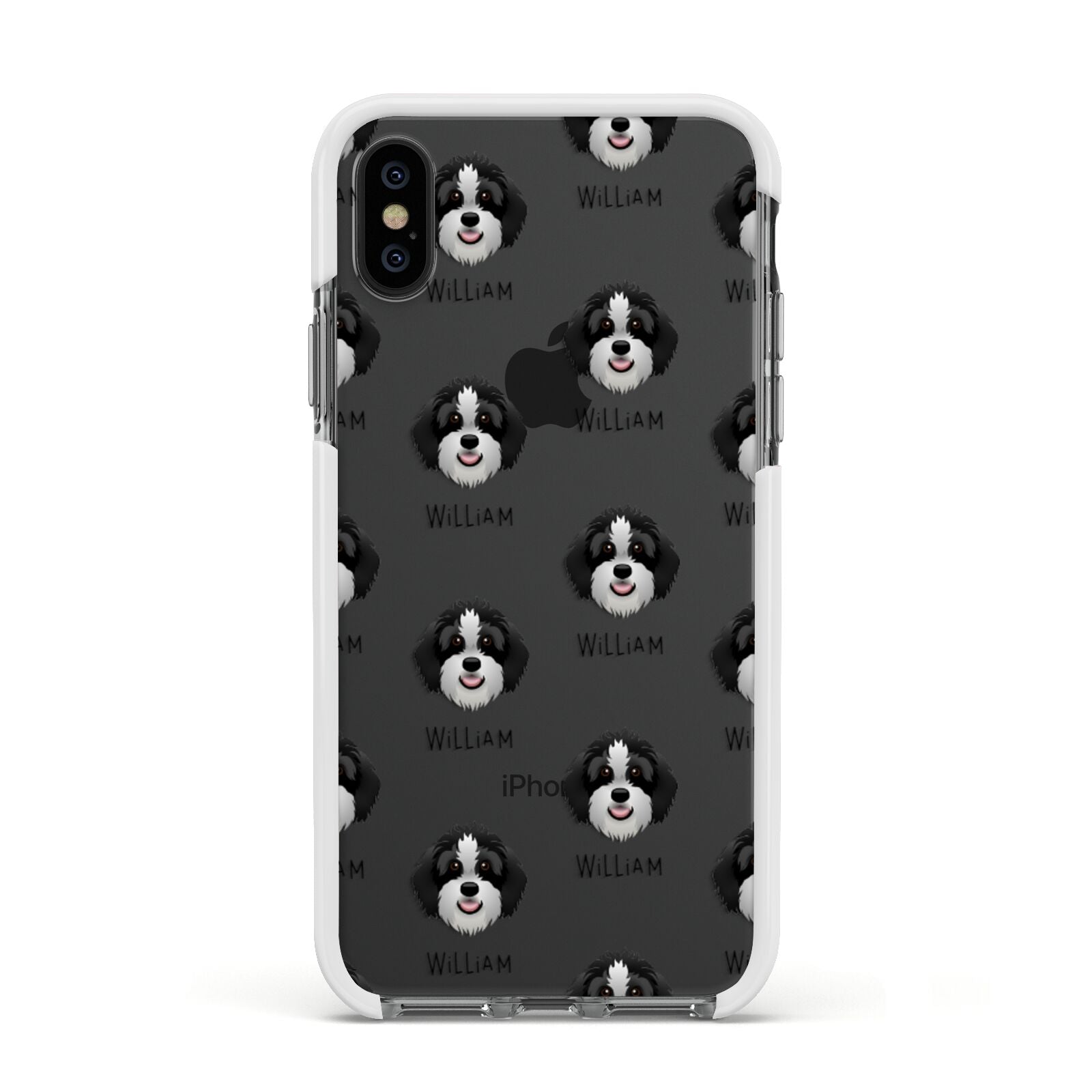 Aussiedoodle Icon with Name Apple iPhone Xs Impact Case White Edge on Black Phone