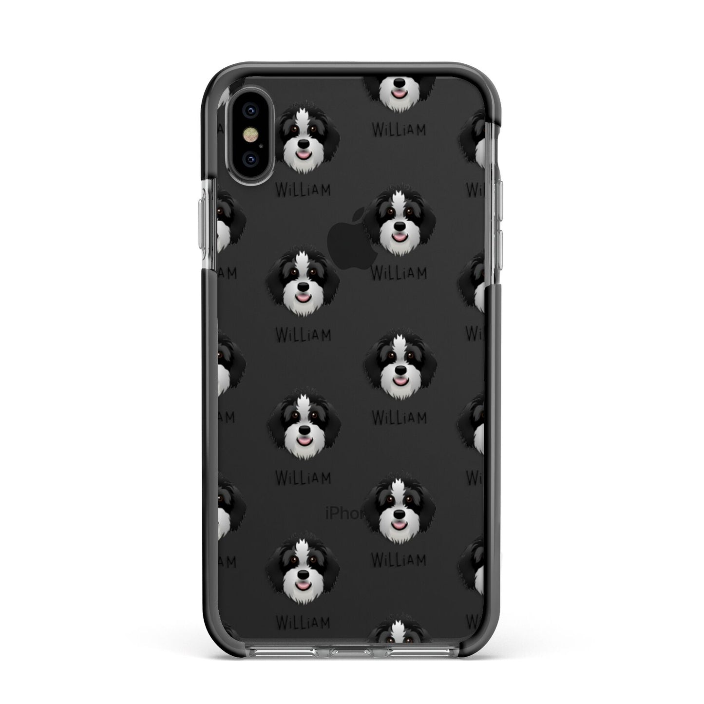 Aussiedoodle Icon with Name Apple iPhone Xs Max Impact Case Black Edge on Black Phone