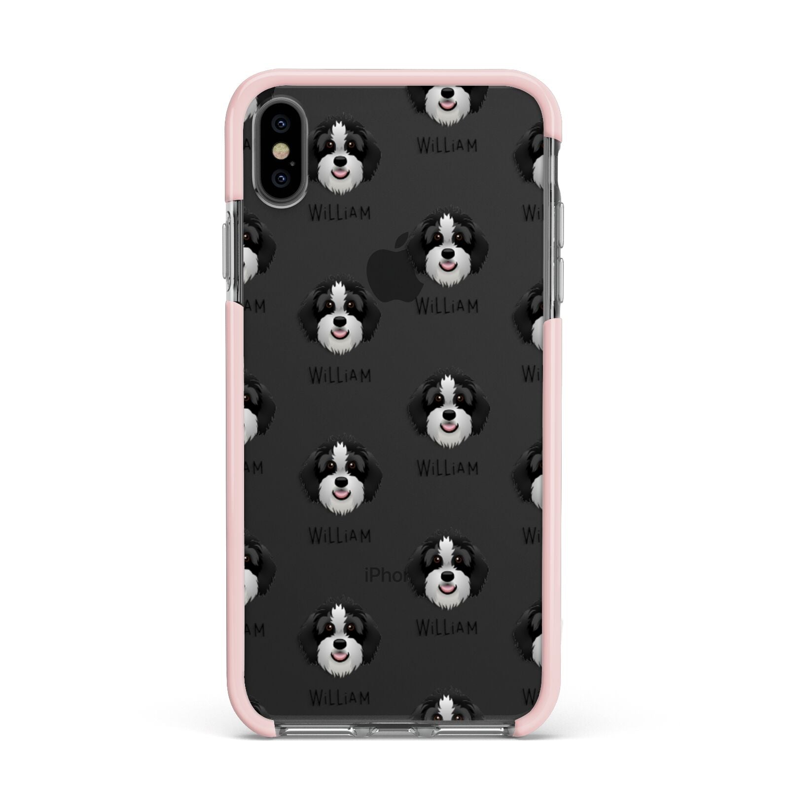 Aussiedoodle Icon with Name Apple iPhone Xs Max Impact Case Pink Edge on Black Phone