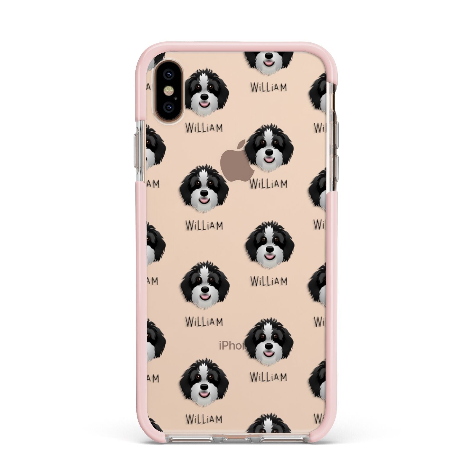 Aussiedoodle Icon with Name Apple iPhone Xs Max Impact Case Pink Edge on Gold Phone