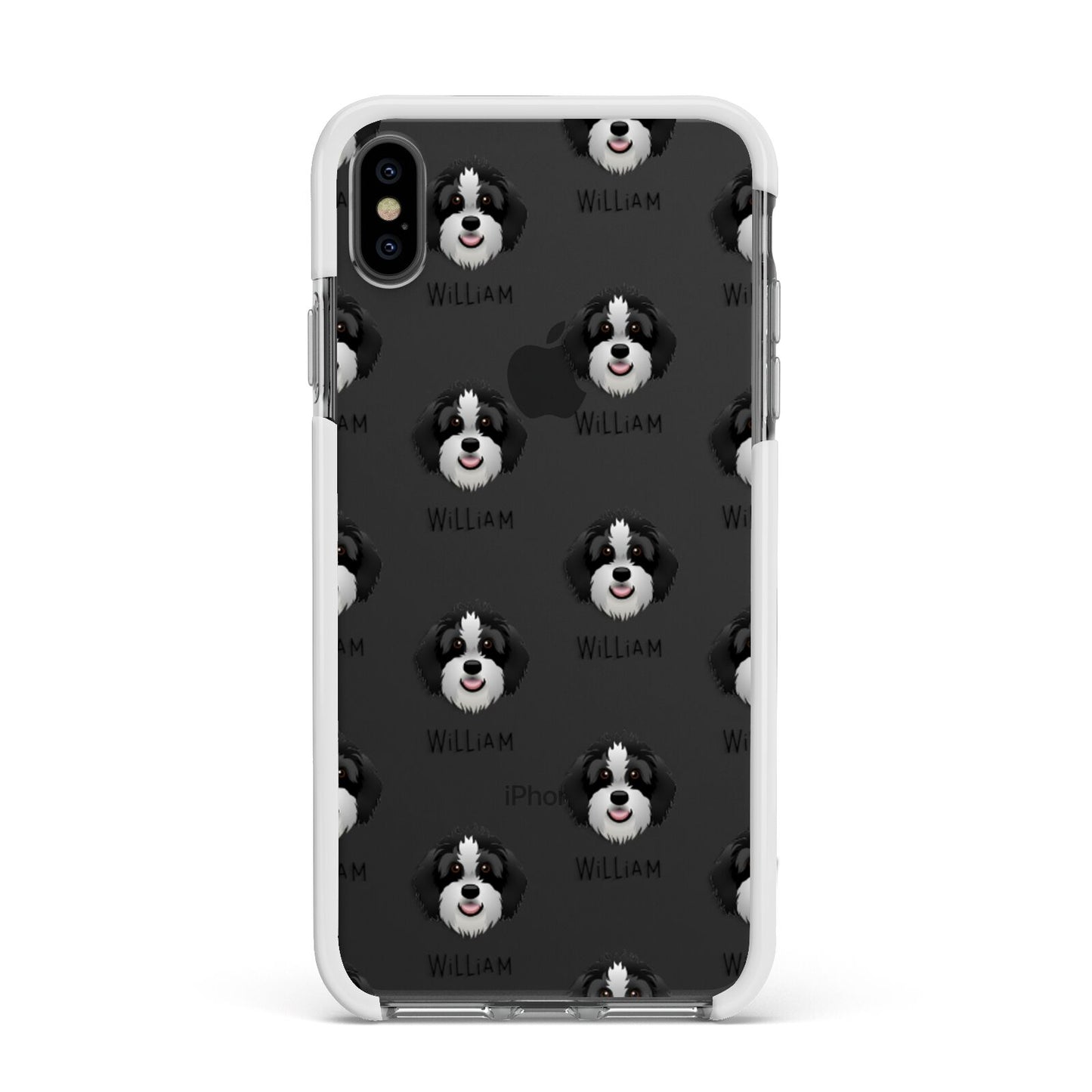 Aussiedoodle Icon with Name Apple iPhone Xs Max Impact Case White Edge on Black Phone