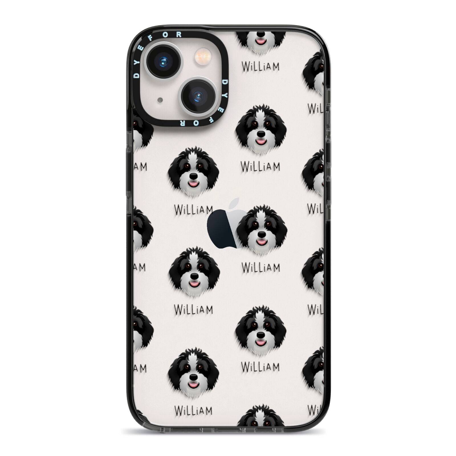 Aussiedoodle Icon with Name iPhone 13 Black Impact Case on Silver phone