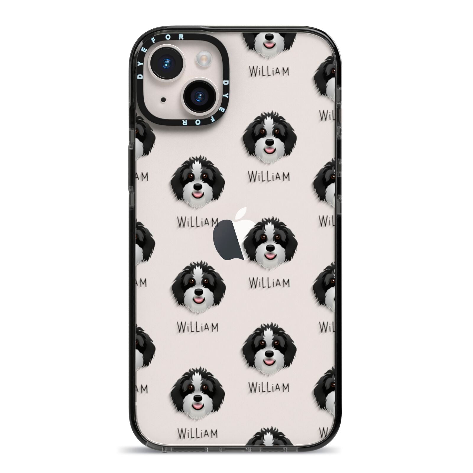 Aussiedoodle Icon with Name iPhone 14 Plus Black Impact Case on Silver phone