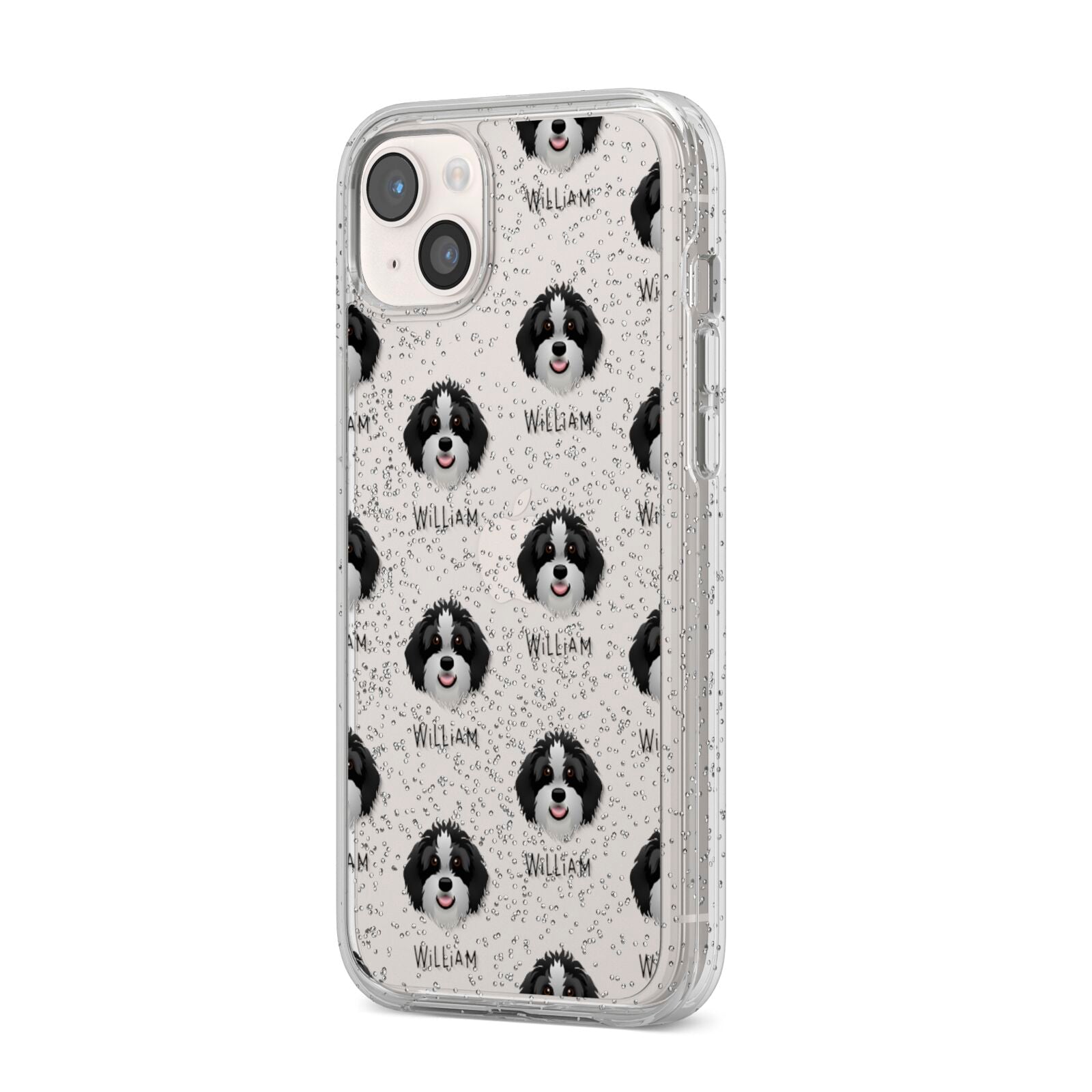Aussiedoodle Icon with Name iPhone 14 Plus Glitter Tough Case Starlight Angled Image
